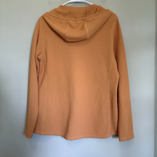 Duluth Womens Thermal Hoodie Large Solid‎ Orange Long Sleeve - Image 6
