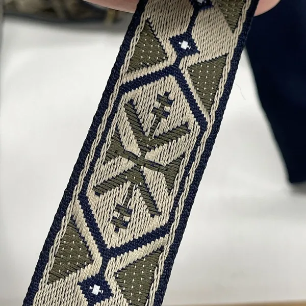 Vintage Cloth Belt Women's Size 14 Navy Blue Aztec‎ - Image 6