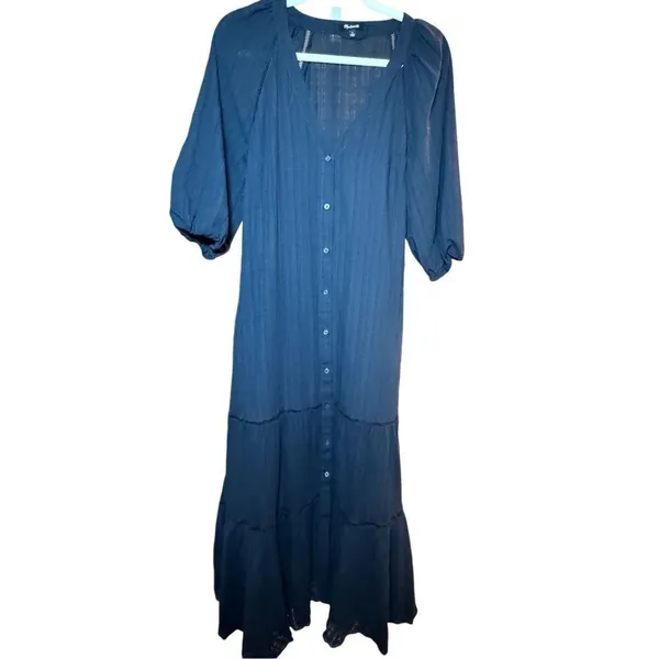 Madewell Tie-Waist Tiered Midi Dress in‎ Windowpane Sz 6 - Image 13