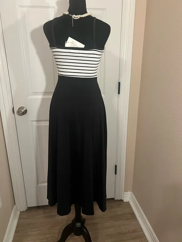 Formal striped evening dress halter neck - Image 8
