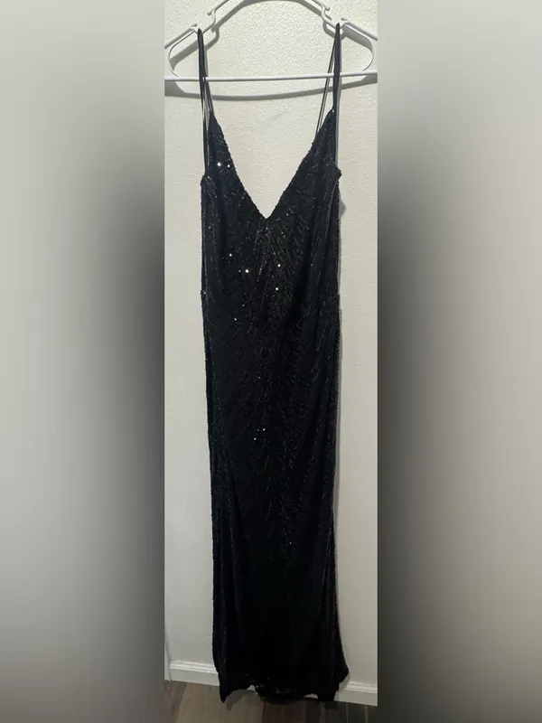 B Darlin Black Sequin Spaghetti-Strap Maxi Dress - Image 3