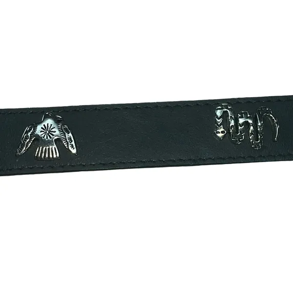 Sunbelt Womens Leather Belt Black Southwestern Silver Concho Emblems Western L - Image 5