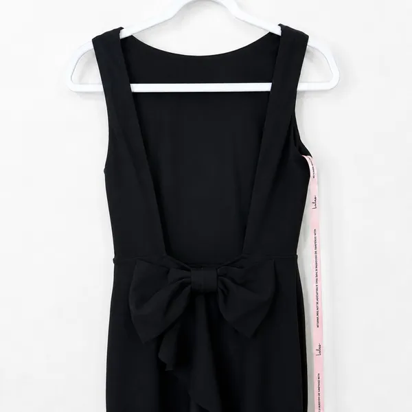 NEW Lulus Exquisite Refinement Black Backless Bow Ruffled Maxi Dress Small - Image 9