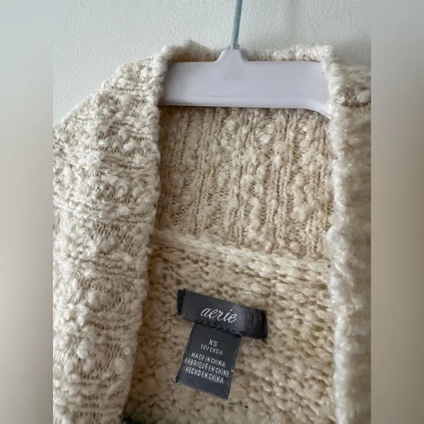 Aerie Cream Wool Oversized Popcorn Texture‎ Mock Neck Sweater - Image 5