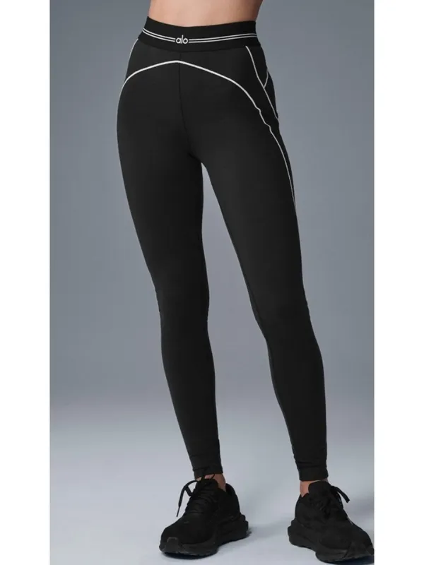 Alo Airbrush High-Waist Heart Throb Leggings Black White Hi-Rise Waisted Tights - Image 2