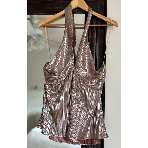 Anthropologie Monte Shimmer Pleated Top NEW - Image 2