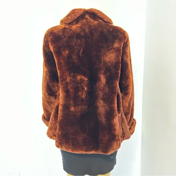 Vintage Julius Lewis Memphis Faux Fur Jacket Brown Shawl Collar Coat‎ Womens - Image 8