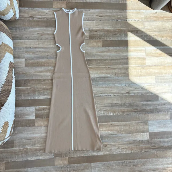 DISSH Binding Wheat Knit Maxi Dress High Neck Cut Out ribbed size L - Image 4