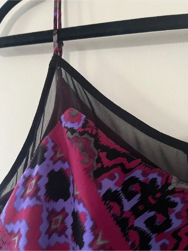 Express Pink Purple Scarf Print Mini Dress Small Resort Vacation Artsy Beach - Image 4