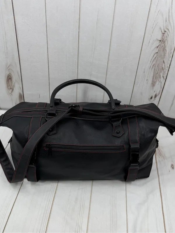 Killstar Black Duffel Bag with Red Stitching and Pentagram Pulls - Image 8