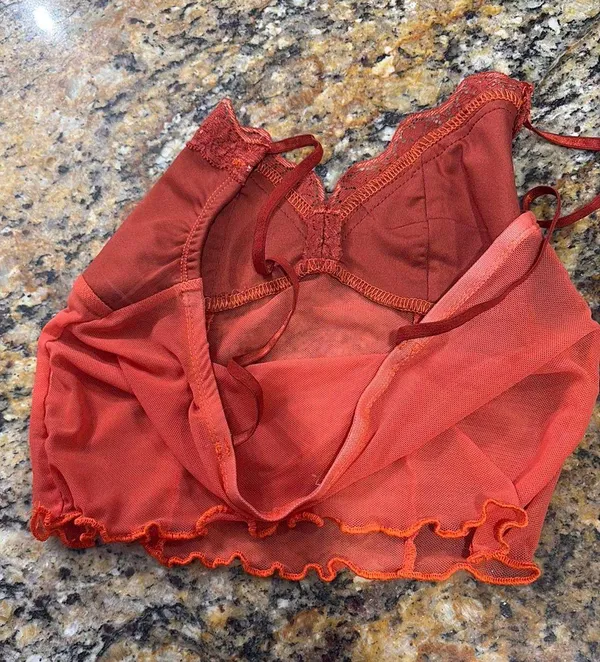 Ally Fashion Y2K Orange Lace Crop Top - Image 3