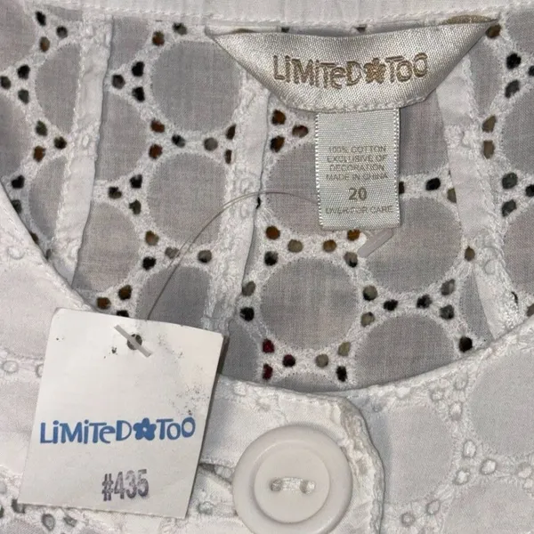 NWT Deadstock Limited Too Baby Doll White Eyelet Lace Crop Top sz 20 - Image 7