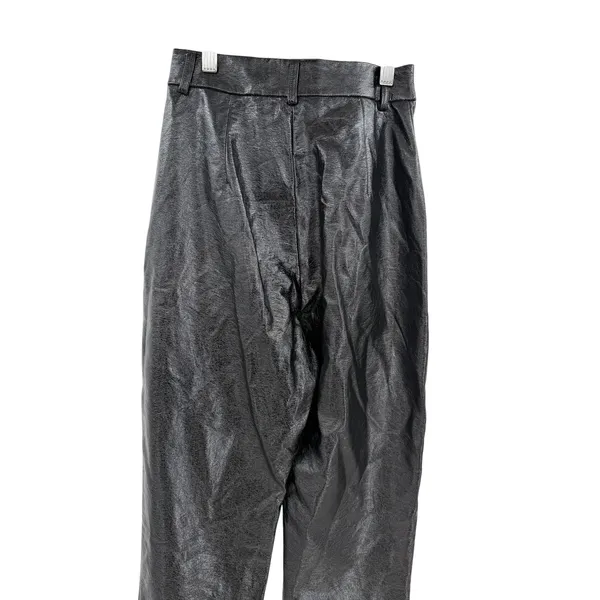 White Fox Crinkle Patent Straight Leg Pants High Rise Black Size XS‎ - Image 6