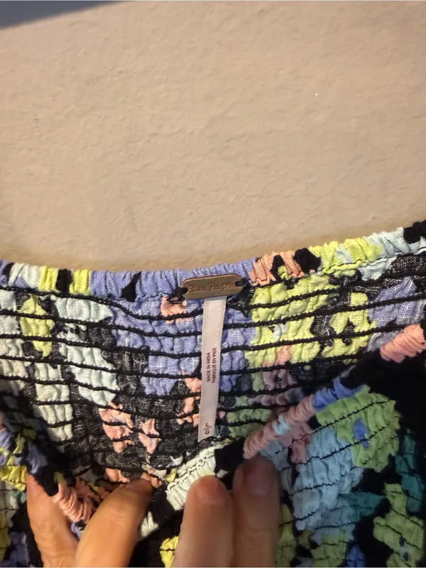 Free People Black Floral Smocked Square-Neck Top - Image 3
