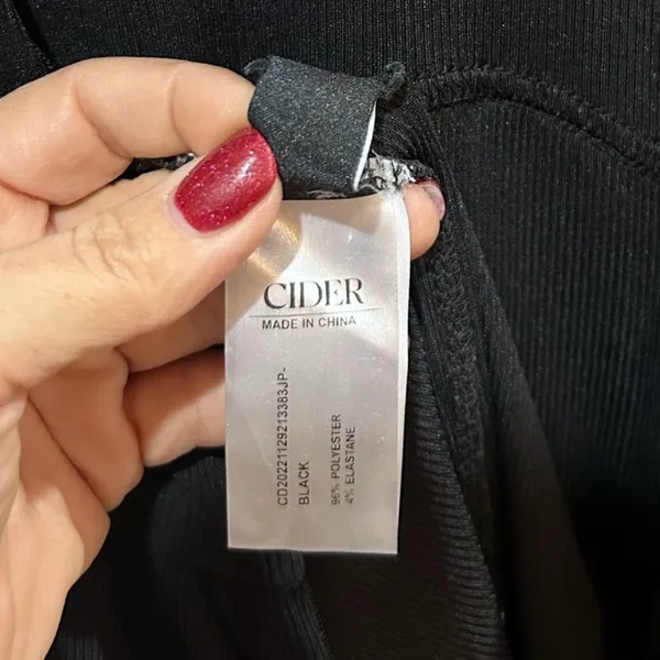 CIDER Solid Wide Leg Corset Rib Jumpsuit Black Minimalist Chic Vibe Size Large - Image 12