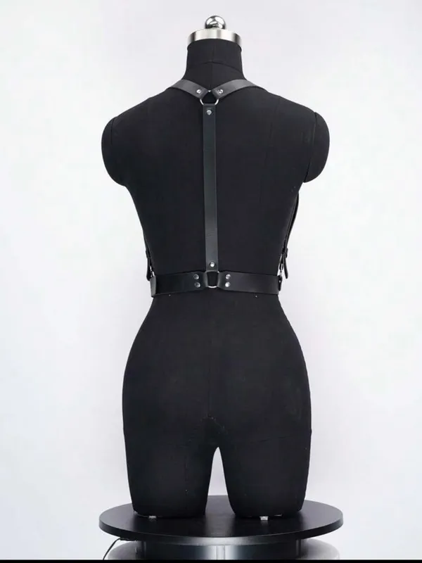 Black Faux Leather Harness Belt New - Image 5
