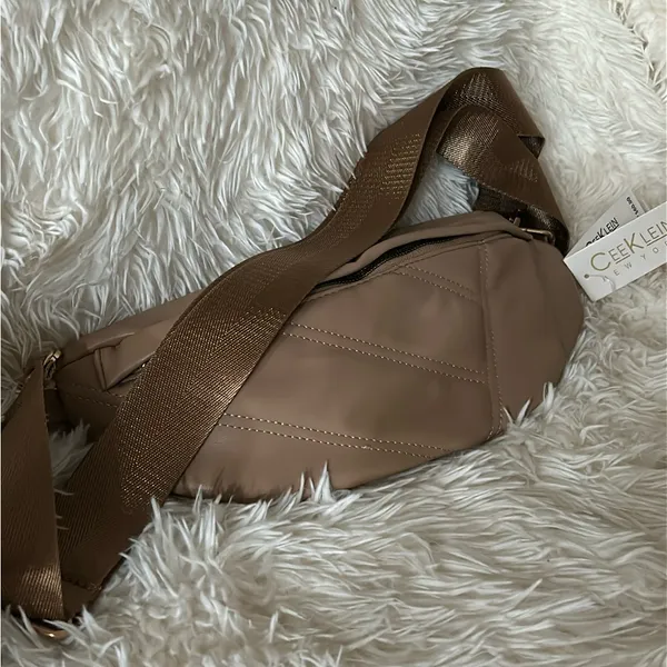 Tan Designer Leather Camel Crossbody Bag NWT - Image 3