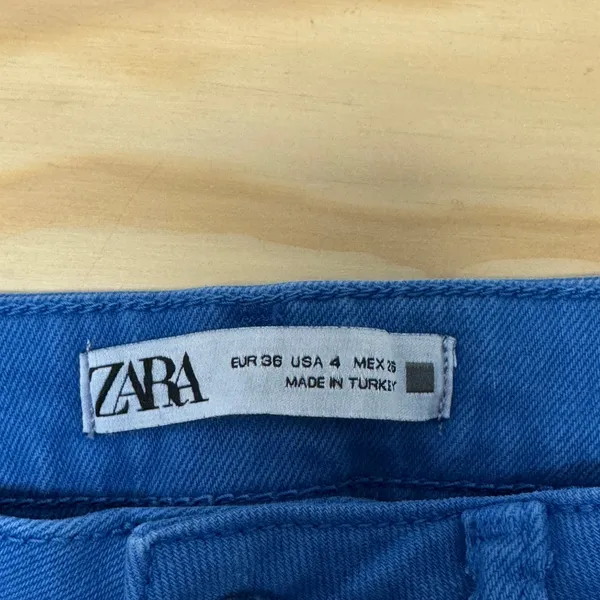 Zara High Waisted‎ Skinny Jeans Cobalt Blue Raw Hem Side Slit Women's Size 4 W26 - Image 8