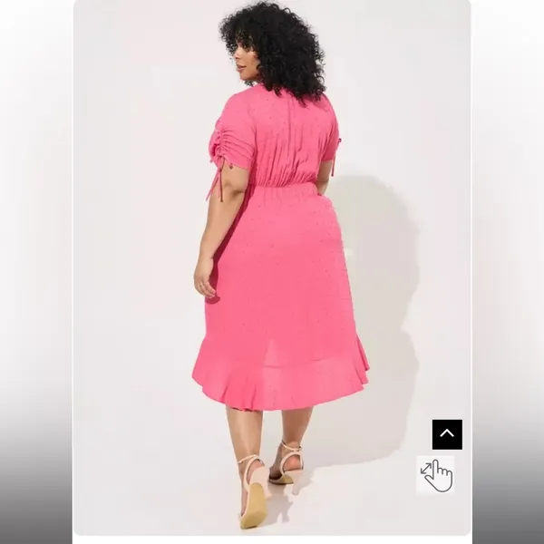Torrid Midi Swiss Linen Surplice Dress Honeysuckle Pink 2X Valentines Day - Image 2