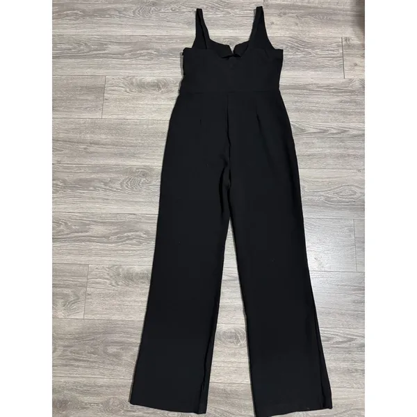 UNIQ Elegant Black Wide Leg V Neck Sleeveless Jumpsuit‎ Women Large - Image 10