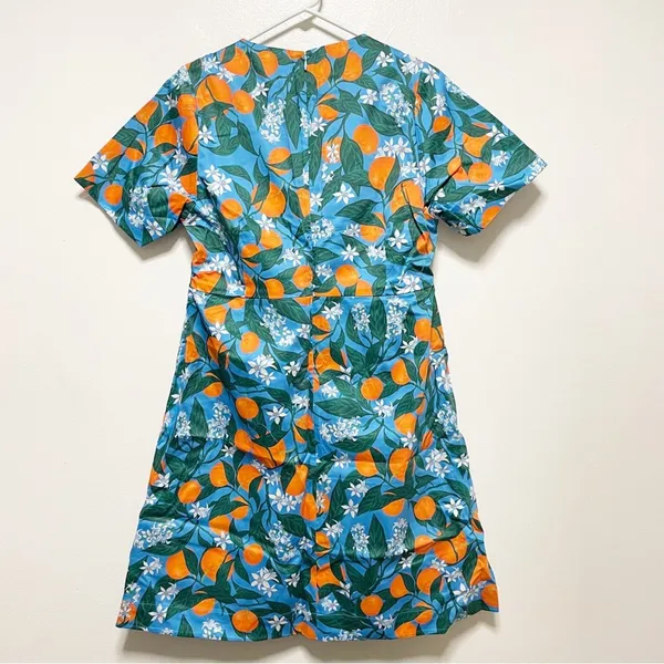 Kit Orange Print Short Sleeve Knee Length Dress - Image 6