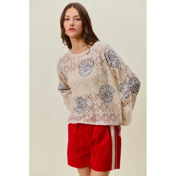 SO ME Seashell Lightweight Sweater Top - Image 13