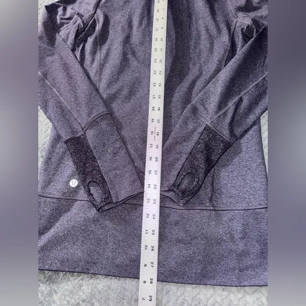 Lululemon Womens Stride Zip Up Hoodie High Collar Heathered‎ Purple Fitted Sz 6 - Image 8