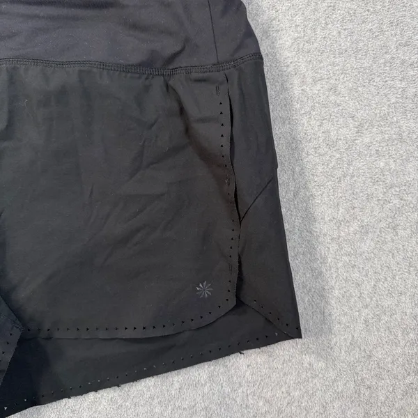 Athleta Laser Run Shorts Women's Large Black Zipper Pocket Lined Running Active - Image 2