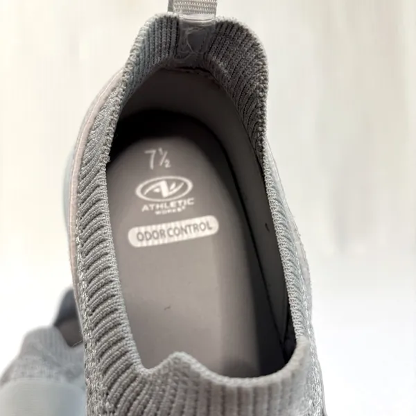 Athletic Works Slip On Sneakers‎ Gray Knit Odor Control Walking Shoes New 7.5 - Image 9
