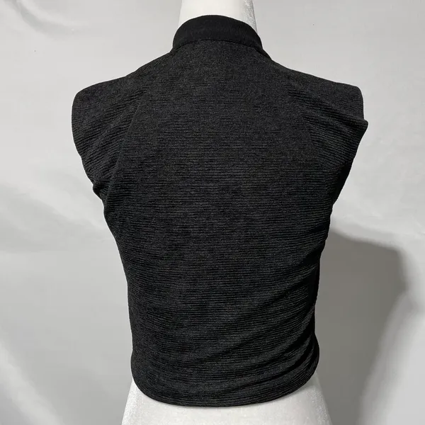 Zara Slit Front Cap Sleeve Cropped Tie Neck Top Black Size Small 5410/234/800 - Image 13