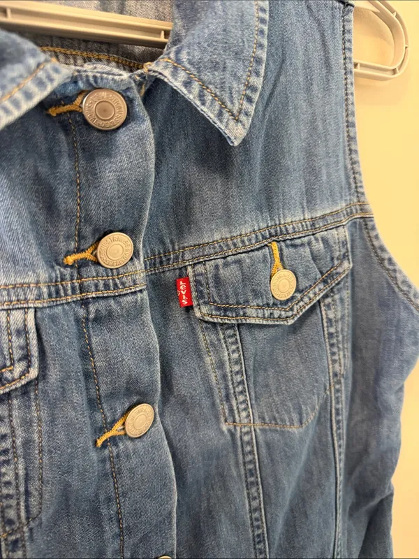 Levi's denim dress Jean dress western fashion rodeo Nashville Texas M - Image 3