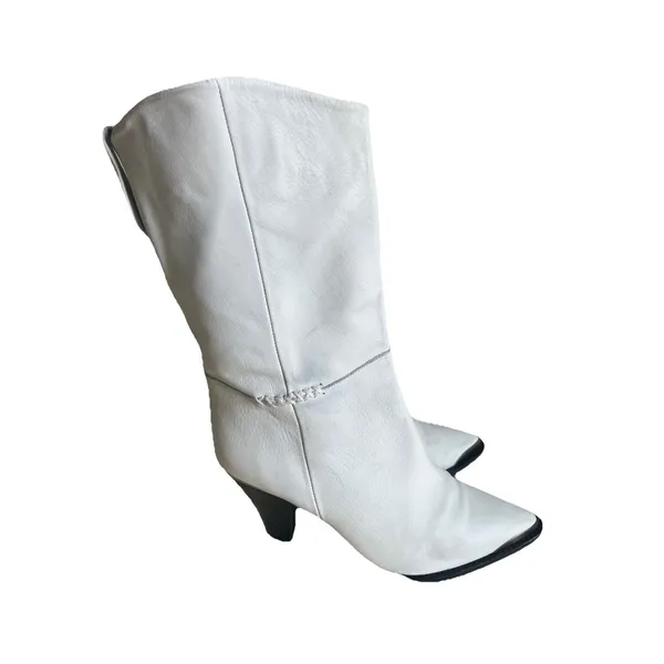 FREE PEOPLE Sz 10 /41 STEVIE MID BOOT IN WHITE Leather - Image 2