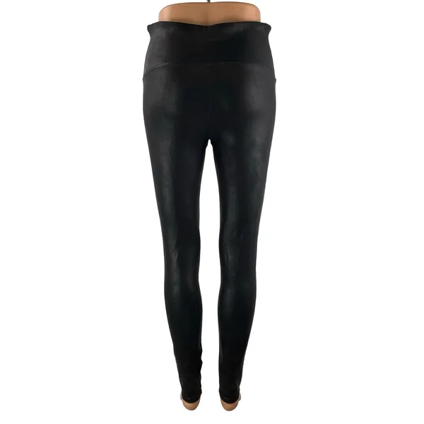 Spanx Women's Black Faux Vegan Leather High Rise Skinny Moto Leggings Pants Sz L - Image 4
