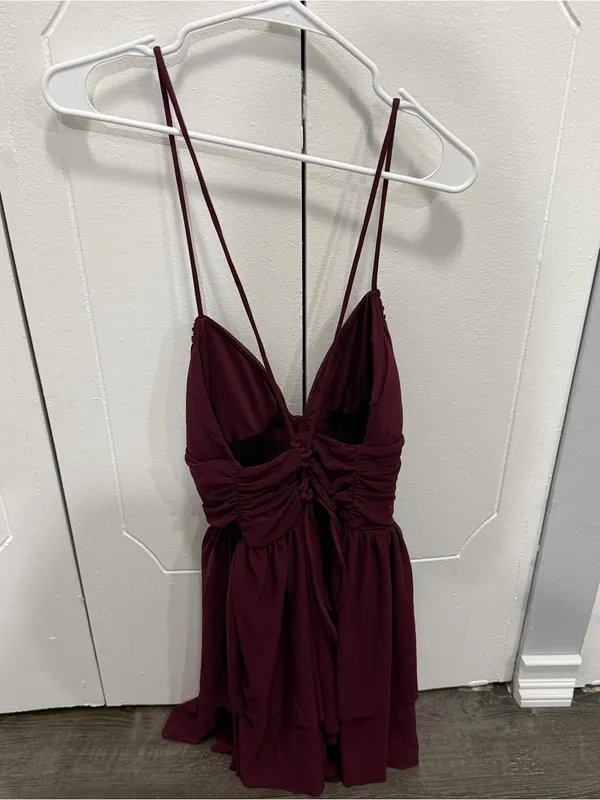 NWOT Halara Red Lace Up Mesh Layered Mini Dress - Image 6