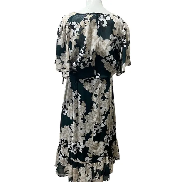 Calvin Klein Women's Floral Wrap Midi Dress Black Size 14 Party/Cocktail - Image 5