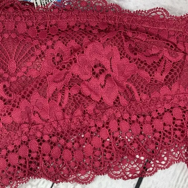 Free People Intimately Bandeau Bra Lacey Looks Burgundy X-Small XS Strapless New - Image 4