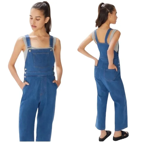 Capulet Lennon Denim Overalls XS Blue Wide Leg Dungaree Stretch Retro Fit - Image 13