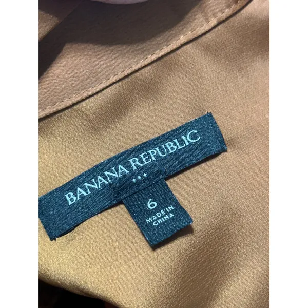 Banana Republic Satin Wrap Mini Dress Copper Brown Long Sleeve Collared Size 6 - Image 8
