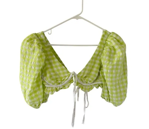 For Love And Lemons Maureen Gingham Crop Top - Image 3