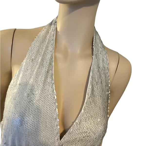 DO+BE Dresses |  Beige Cream‎ Sequin Halter Ruffle Mini Dress ... - Image 4