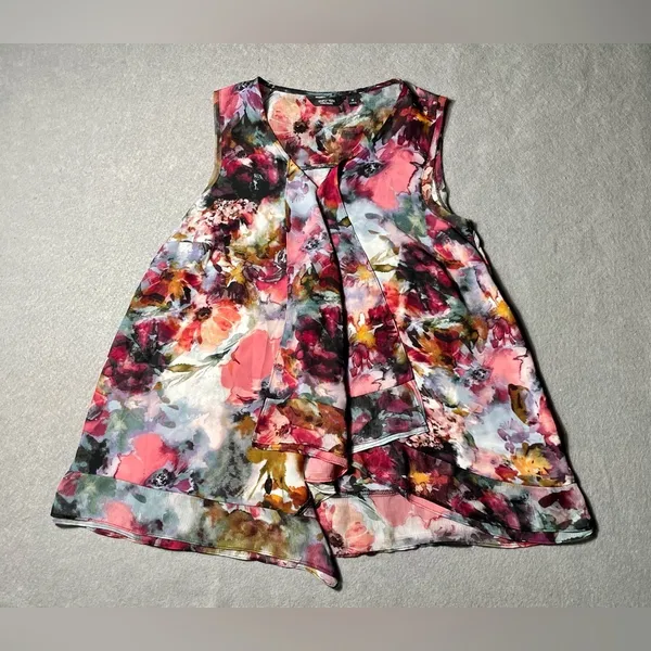 Simply Vera Vera Wang Sleeveless Floral Blouse Women’s Medium Career Top - Image 3