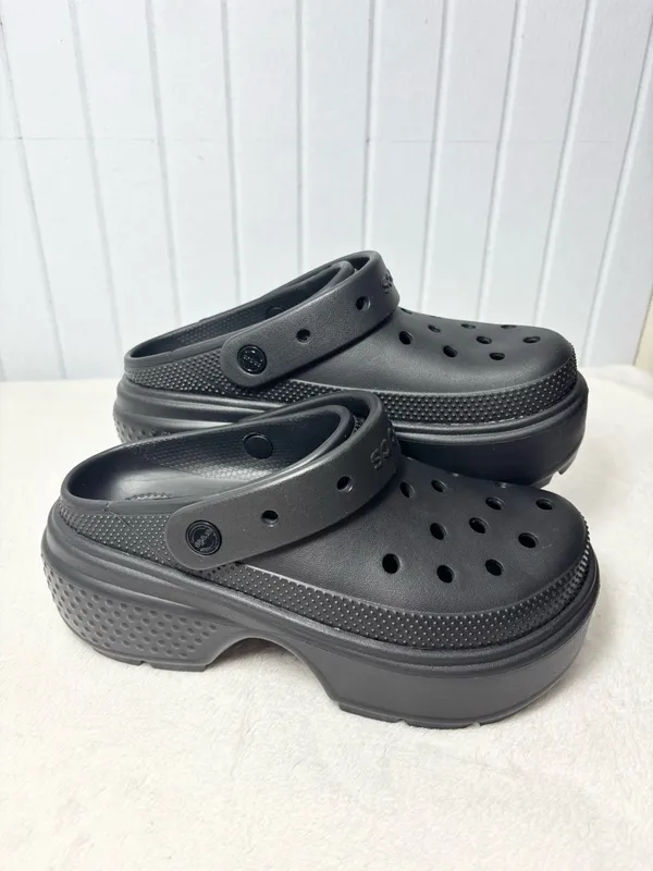 Crocs Stomp platform‎ Black Clogs mens 7 women's 9 triple black elevated NEW - Image 6