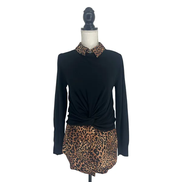Veronica Beard Phebe Mixed Media Merino Wool Top Black XS‎ - Image 2