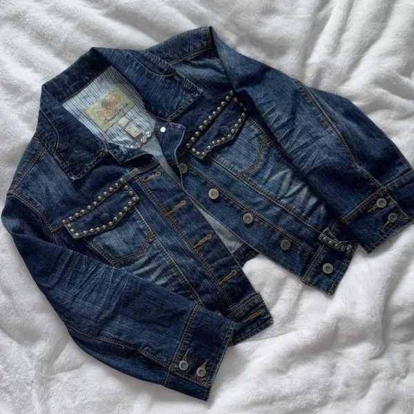 Studded Cropped Denim Jacket | American Rag Cie | Size M - Image 2
