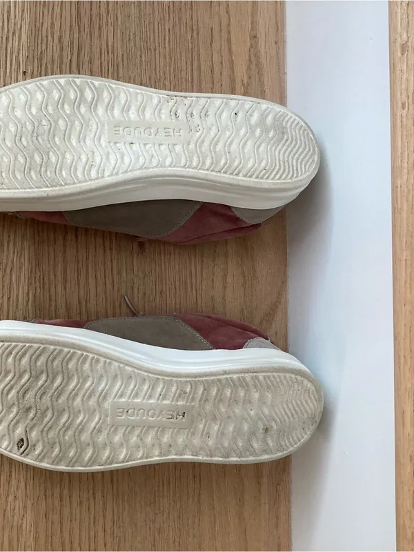 HEY DUDE Suede Sneaker in Dusty Rose and Taupe - Image 4