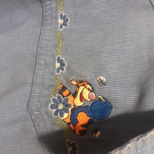 Vintage Winnie The Pooh Tigger Disney Pearl Snap Shirt Corduroy Womens L - Image 5