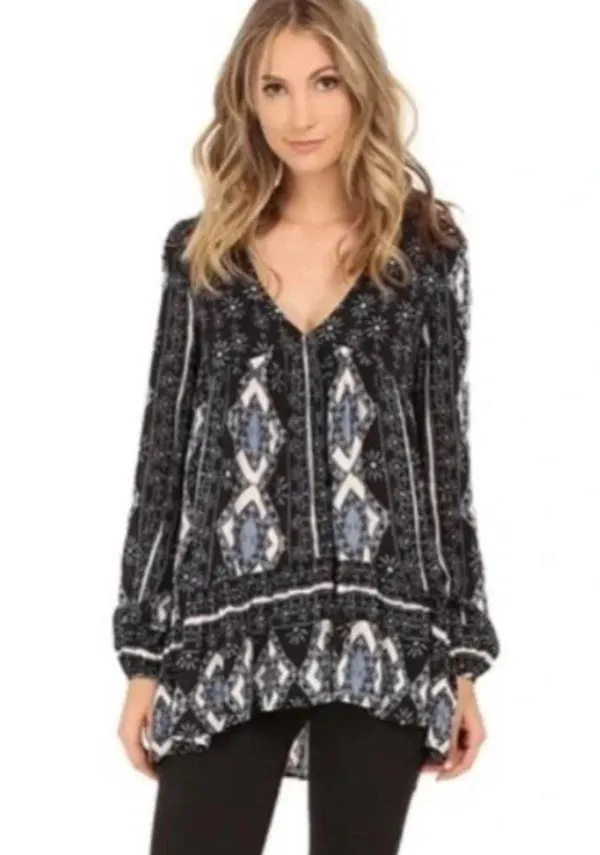 Free People Down by the Bay Navy Blue Tunic Dress XS - Image 2