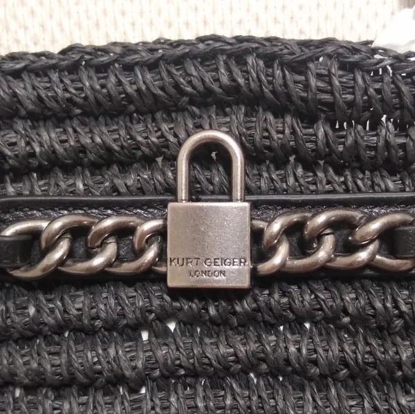 Kurt Geiger Brixton Small Raffia Black Tote - Image 4