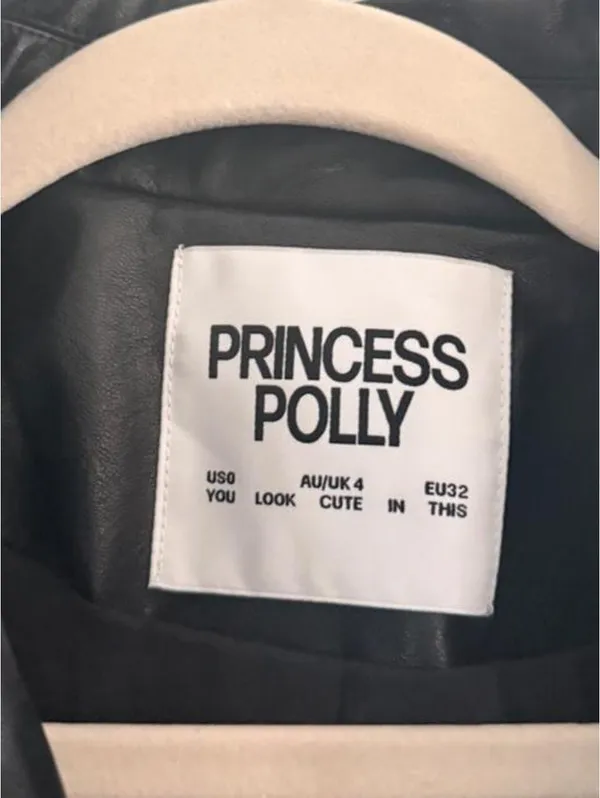 Princess Polly Speak Easy Long Line Faux Leather Coat Black - Image 4