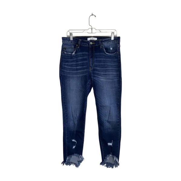 KanCan Frayed Ankle Skinny Jeans Dark Wash High Rise Distressed - Image 2